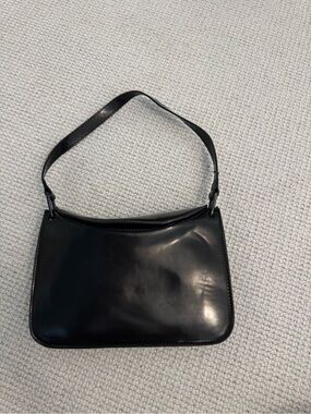 Mango Classic Black Leather Shoulder Bag